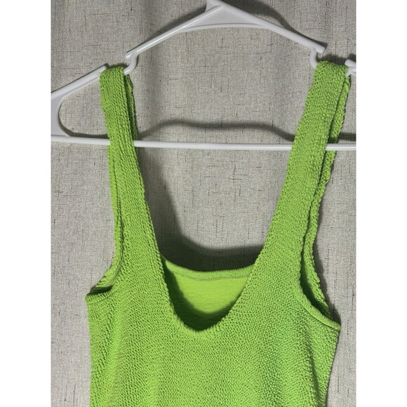 Youswim RARE One Size Neon Green Crinkle One Piece Swimsuit Made in England NWOT - Picture 4 of 7